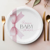 Elegante Roze Bow Coquette Meisje Baby shower Papieren Bordje