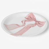 Elegante Roze Bow Coquette Papier Borden Papieren Bordje (Gekanteld)