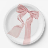 Elegante Roze Bow Coquette Papier Borden Papieren Bordje (Voorkant)