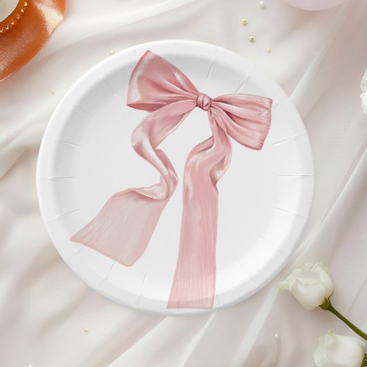 Elegante Roze Bow Coquette Papier Borden Papieren Bordje