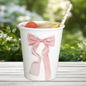 Elegante Roze Bow Coquette Papieren Bekers