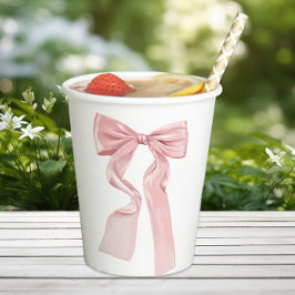 Elegante Roze Bow Coquette Papieren Bekers