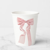 Elegante Roze Bow Coquette Papieren Bekers (Achterkant)