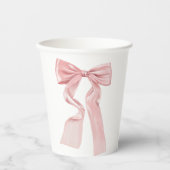 Elegante Roze Bow Coquette Papieren Bekers (Voorkant)