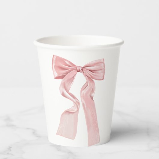 Elegante Roze Bow Coquette Papieren Bekers (Voorkant)