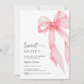 Elegante Roze Bow Coquette Sweet Sixteen Birthday Kaart (Voorkant)