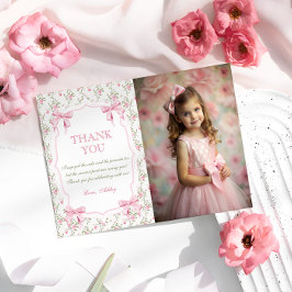 Elegante Roze Bow Coquette Verjaardag Bedankt