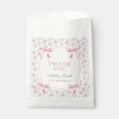 Elegante Roze Bow Coquette Verjaardag Bedankt Bedankzakje (Voorkant)