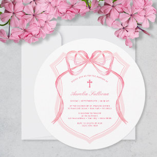 Elegante Roze Bow Crest doop Kaart