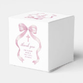 Elegante Roze Bow Doopsel Kubus Bedankdoosjes (Achterkant)
