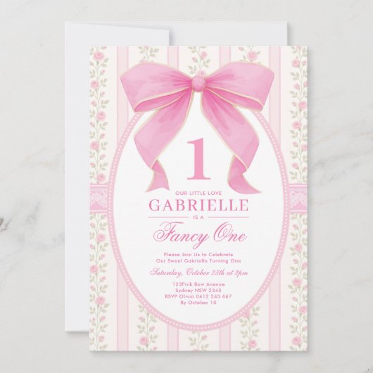 Elegante Roze Bow Fancy One Love Shack 1st Birthda Kaart (Voorkant)