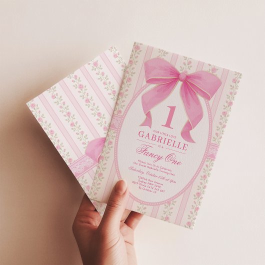 Elegante Roze Bow Fancy One Love Shack 1st Birthda Kaart