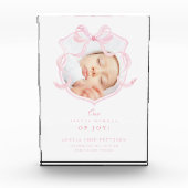 Elegante Roze Bow Foto Baby Meisje Acryl Blok (Voorkant)