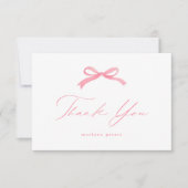 Elegante Roze Bow Girls Baby shower Bedankkaart (Voorkant)