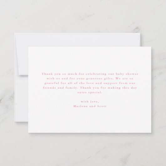 Elegante Roze Bow Girls Baby shower Bedankkaart (Achterkant)