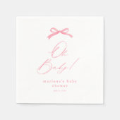 Elegante Roze Bow Girls Baby shower Servet (Voorkant)