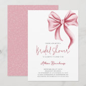 Elegante Roze Bow Girly Vrijgezellenfeest Party Kaart (Voorkant / Achterkant)