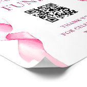Elegante Roze Bow Huwelijk Honeymoon Fund Sign Poster (Hoek)