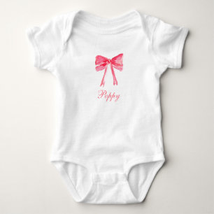 Elegante Roze Bow Kersen Meisje Baby bodysuit