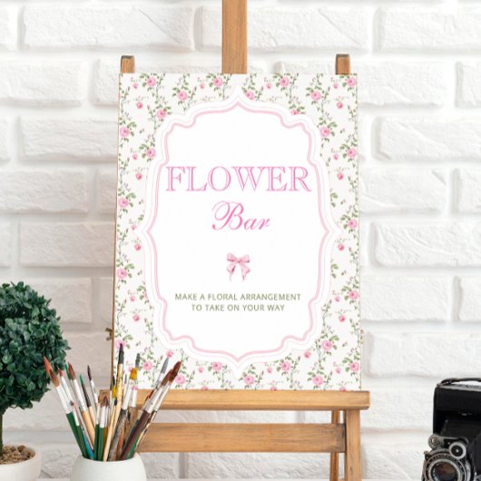 Elegante Roze Bow Love Shack Flower Bar Poster