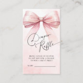 Elegante Roze Bow Luier Raffle Baby shower Informatiekaartje (Voorkant)