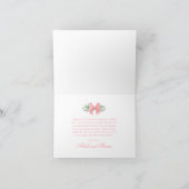 Elegante Roze Bow met Greenery Girls Baby shower Bedankkaart (Binnen)