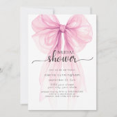 Elegante Roze Bow Minimale Bruids Douche Uitnodigi Kaart (Voorkant)