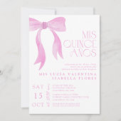 Elegante Roze Bow Mis Quince Años QR Quinceañera Kaart (Voorkant)