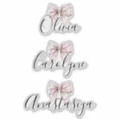 Elegante roze Bow naam Sticker (Voorkant)