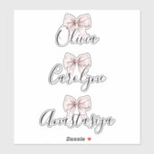 Elegante roze Bow naam Sticker (Vel)