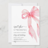 Elegante Roze Bow Onderful Baby Meisje 1e verjaard Kaart (Voorkant)