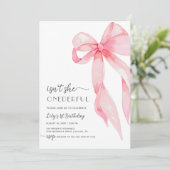 Elegante Roze Bow Onderful Baby Meisje 1e verjaard Kaart (Staand voorkant)