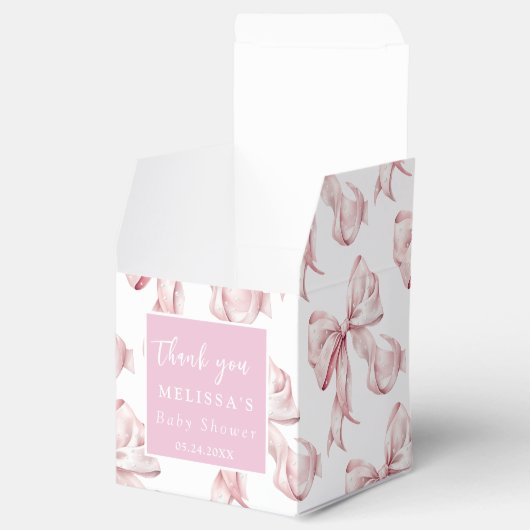 Elegante Roze Bow Parels Baby shower Favoriet Bedankdoosjes (Geopend)