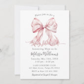 Elegante Roze Bow Parels Baby shower Meisje Kaart (Voorkant)