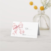 Elegante Roze Bow Parels Baby shower Meisje Plaatskaartje (Voorkant)