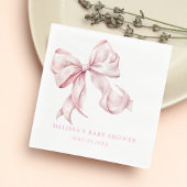 Elegante Roze Bow Parels Baby shower Meisje Servet