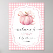 Elegante Roze Bow Pompoen Baby shower Welkom Poster (Voorkant)
