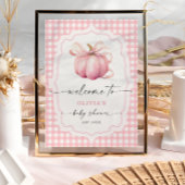 Elegante Roze Bow Pompoen Baby shower Welkom Poster