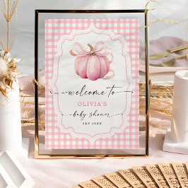 Elegante Roze Bow Pompoen Baby shower Welkom Poster