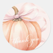 Elegante Roze Bow Pompoen Dank u Sticker (Voorkant)