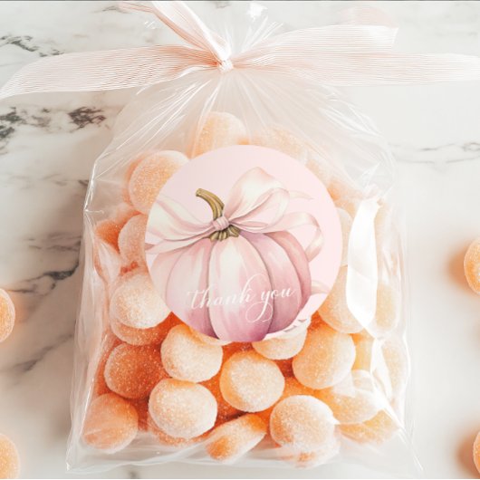 Elegante Roze Bow Pompoen Dank u Sticker