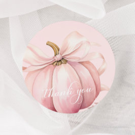 Elegante Roze Bow Pompoen Dank u Sticker