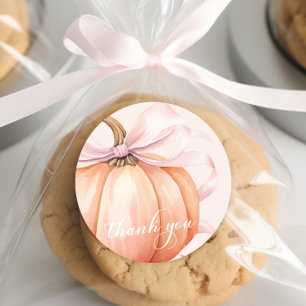 Elegante Roze Bow Pompoen Dank u Sticker