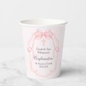 Elegante Roze Bow Ribbon Bevestigingsfeest Papieren Bekers (Achterkant)