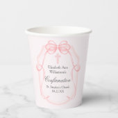 Elegante Roze Bow Ribbon Bevestigingsfeest Papieren Bekers (Voorkant)