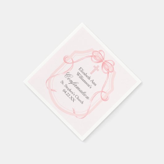 Elegante Roze Bow Ribbon Bevestigingsfeest Servet (Hoek)