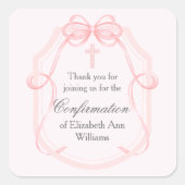 Elegante Roze Bow Ribbon Bevestigingsfeest Vierkante Sticker (Voorkant)