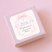 Elegante Roze Bow Ribbon Bevestigingsfeest Vierkante Sticker