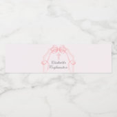 Elegante Roze Bow Ribbon Bevestigingsfeest Waterfles Etiket (Enkel label)