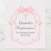 Elegante Roze Bow Ribbon Bevestigingsfeest Wijn Etiket (Enkel label)